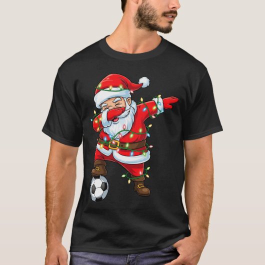 Happy Xmas Dabbing Santa Soccer Christmas Tシャツ (正面)
