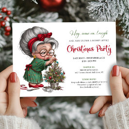 Happy Xmas Grandma Cute Cartoon Party Invitation 招待状