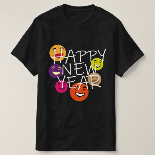 HAPPY YEAR絵文字 Tシャツ (デザイン正面)