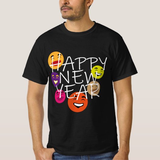 HAPPY YEAR絵文字 Tシャツ (正面)
