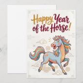 Happy Year of the Horse – 旧正月カード シーズンカード (正面/裏面)