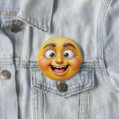 Happy Yellow 3D Effect絵文字 缶バッジ (インサイチュ)