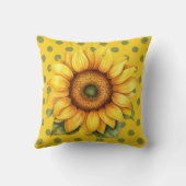 Happy Yellow and Green Sunflower on Polka-Dot クッション (裏面)