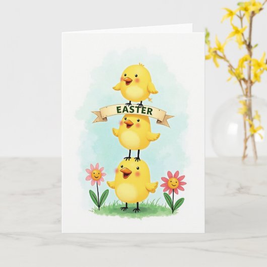 Happy Yellow Birds Celebration Card カード (黄色い花)