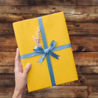 Happy Yellow Minimal Wrapping Paper Roll ラッピングペーパー