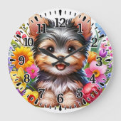 Happy Yorkie ラージ壁時計 (正面)