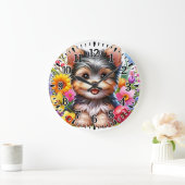 Happy Yorkie ラージ壁時計 (ホーム)