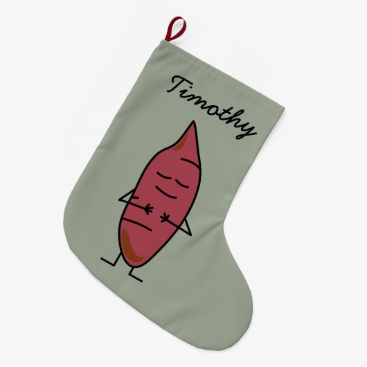 happybaked焼けるサツマイモのヤマイモのヤマイモのポテト ラージクリスマスストッキング (正面 (吊り時))