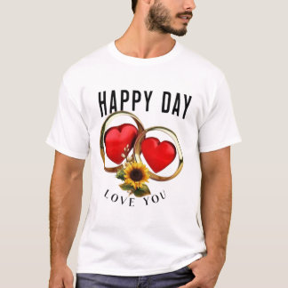 HappyDayタイポグラフィアートカスタムTシャツプリント Tシャツ