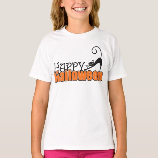 HappyHalloween Black CatPersonalization Tシャツ (正面)
