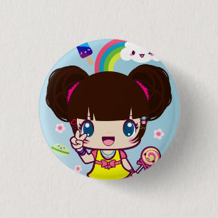 Harajukuの女の子ユリコ 缶バッジ