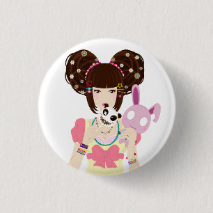 Harajukuの女の子ユリコ 缶バッジ