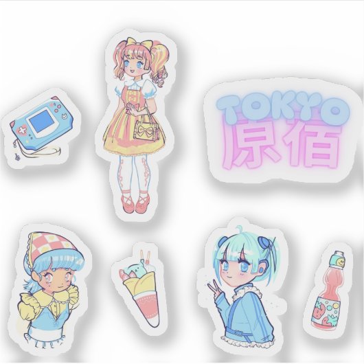 Harajuku Anime Girl シール (正面)