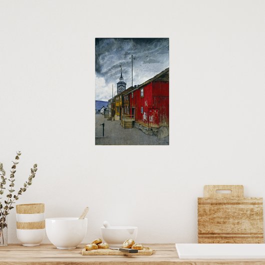 Harald Sohlberg Street in Røros ポスター (キッチン)
