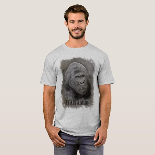 Harambe(グラファイトスケッチ) – 画像サイズが大きい tシャツ (正面フル)