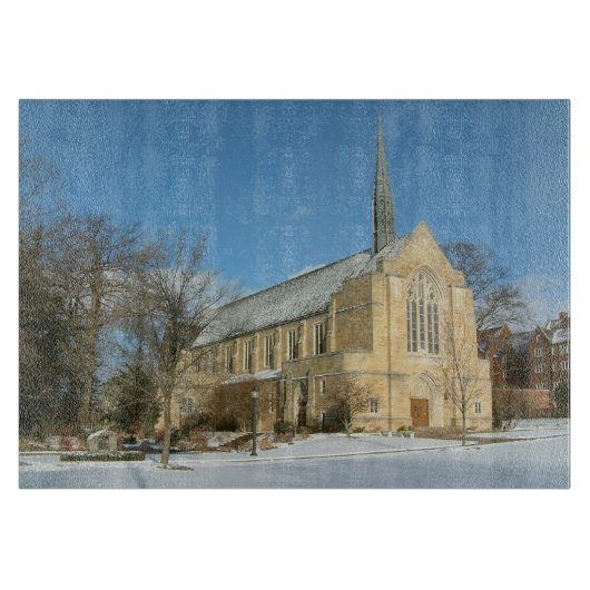 Harbison Chapel in Winter at Grove City College カッティングボード (正面)
