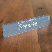 Harbor Blue Sketched Cursive Script デスクネームプレート (側面)
