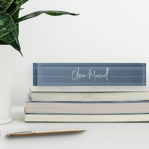 Harbor Blue Sketched Cursive Script デスクネームプレート