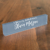 Harbor Blue Sketched Cursive Script Name デスクネームプレート (側面)