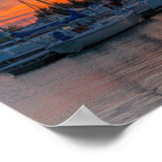 Harbor of Fire — Sunset at the Erie Marina Framed  ポスター (角)
