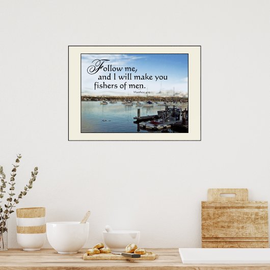 Harbor Sailboats Fishers of Men Print ポスター (キッチン)