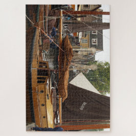 Harbor, wood Fishingboat  ジグソーパズル