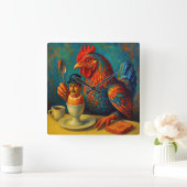 Hard-Boiled Human - Fowl Play at Breakfast スクエア壁時計 (ホーム)