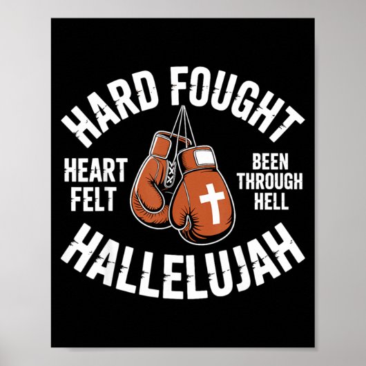 Hard Fought Hallelujah Boxing Gloves Christian Box ポスター (正面)