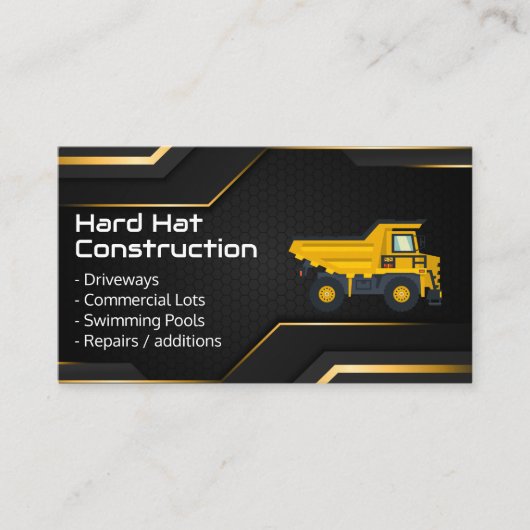 Hard Hat Construction | Work Dump Truck 名刺 (正面)