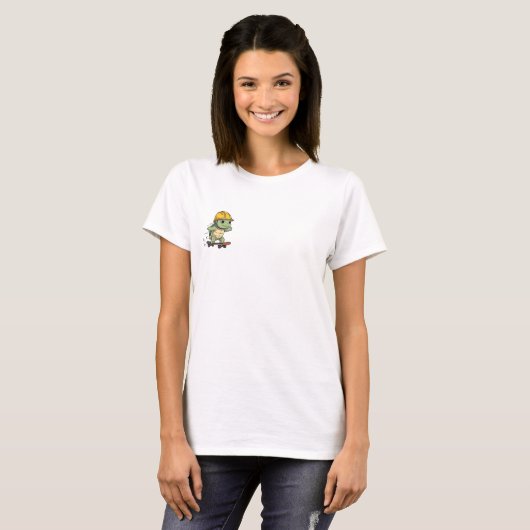 Hard Hat Hero Turtle – Cool Cartoon Turtle Riding Tシャツ (正面フル)