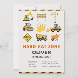 Hard Hat Zone Construction Site Birthday Party 招待状