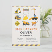 Hard Hat Zone Construction Site Birthday Party 招待状 (スタンド正面)