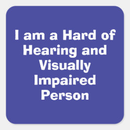 Hard of Hearing and Visually Impaired Person Blue スクエアシール