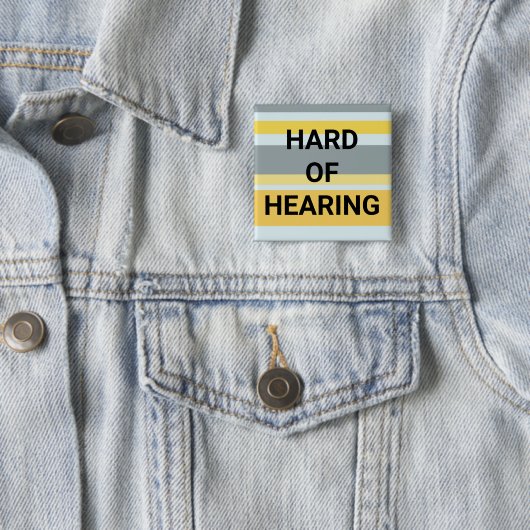 Hard of Hearing Modern Stripes Yellow Gray Simple 缶バッジ (インサイチュ)