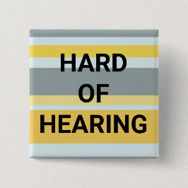 Hard of Hearing Modern Stripes Yellow Gray Simple 缶バッジ