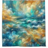 Hard Pastel Drawing Abstract Ocean シャワーカーテン (正面)
