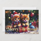 Hard Pastel Drawing Christmas Kittens カード (正面)