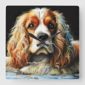 Hard Pastel Drawing Cocker Spaniel Dog スクエア壁時計 (正面)