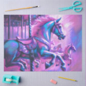 Hard Pastel Drawing Cool Tones Carousel Horse 薄葉紙 (クラフト)
