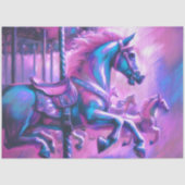 Hard Pastel Drawing Cool Tones Carousel Horse 薄葉紙 (正面)