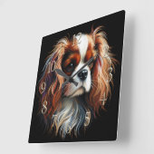 Hard Pastel Drawing King Charles Cavalier Spaniel スクエア壁時計 (傾斜)