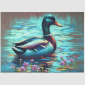 Hard Pastel Drawing Painting of a Mallard Duck 薄葉紙 (正面)