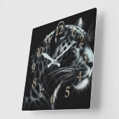 Hard Pastel Drawing Snow Leopard III スクエア壁時計 (傾斜)