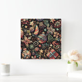 Hard Pastels Drawing Christmas Motifs スクエア壁時計 (ホーム)