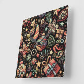 Hard Pastels Drawing Christmas Motifs スクエア壁時計 (傾斜)