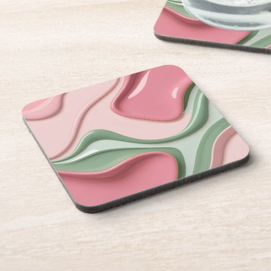 Hard plastic coaster in stylish graphic コースター (左側)