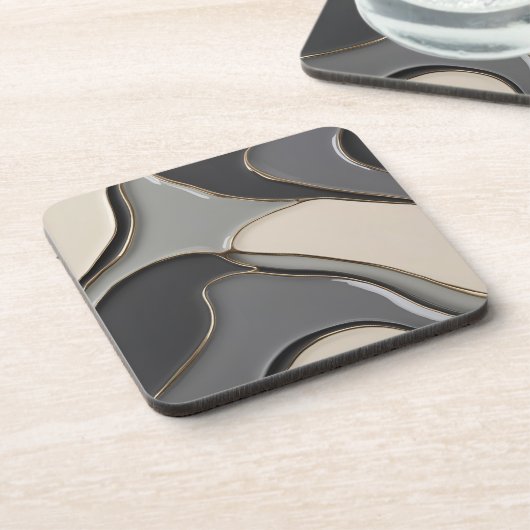 Hard plastic coaster in stylish graphic コースター (左側)