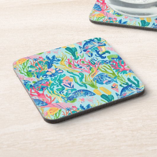 Hard plastic coaster in stylish graphic コースター (左側)