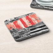 Hard Plastic Coaster – Red Pulse Abstract Design コースター (左側)