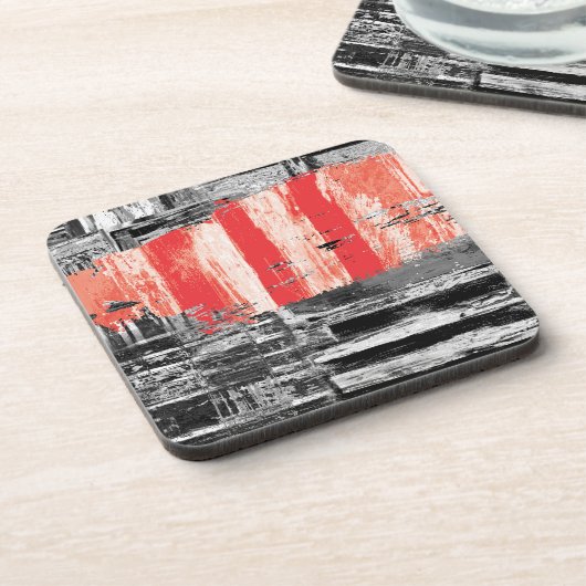 Hard Plastic Coaster – Red Pulse Abstract Design コースター (左側)